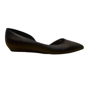 Nine West Womens Black Faux Leather Pointed-Toe Slip-On Flats Size 10M